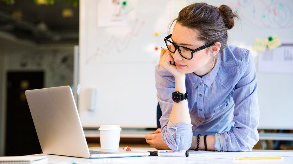 Woman working on a laptop