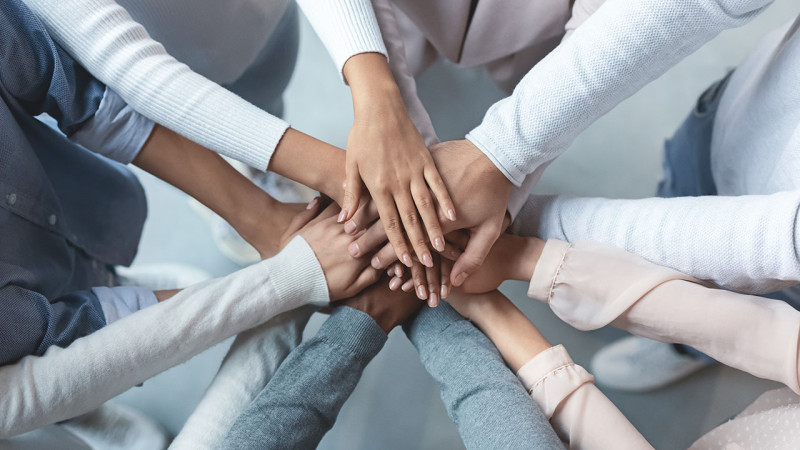 Hands showing team unity